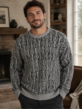 Vintage Men’s TSA Outdoor Gray and Black Patterned Sweater sz XL Made in USA